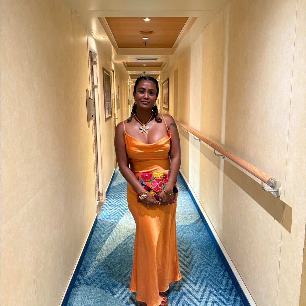 Elegant Orange Evening Dress 👗 GUESS